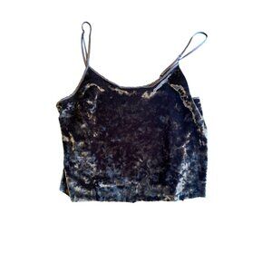 Victorias Secret Black Velvet Burnout Crop Top Camisole M/L Dark Romantic Goth